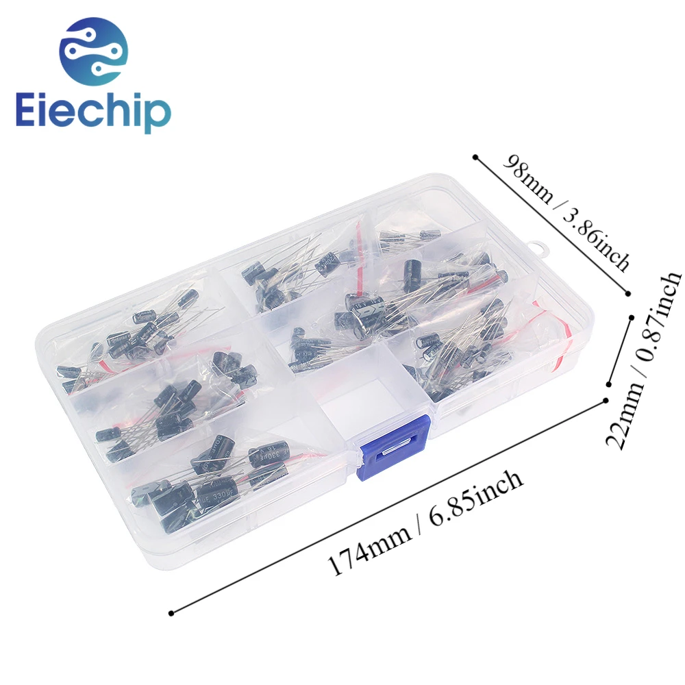 16V 25V 50V Aluminum Electrolytic Capacitor Assortment Kit set box, 1uF~470uF diy electronics capacitors kit 12 values*10pcs