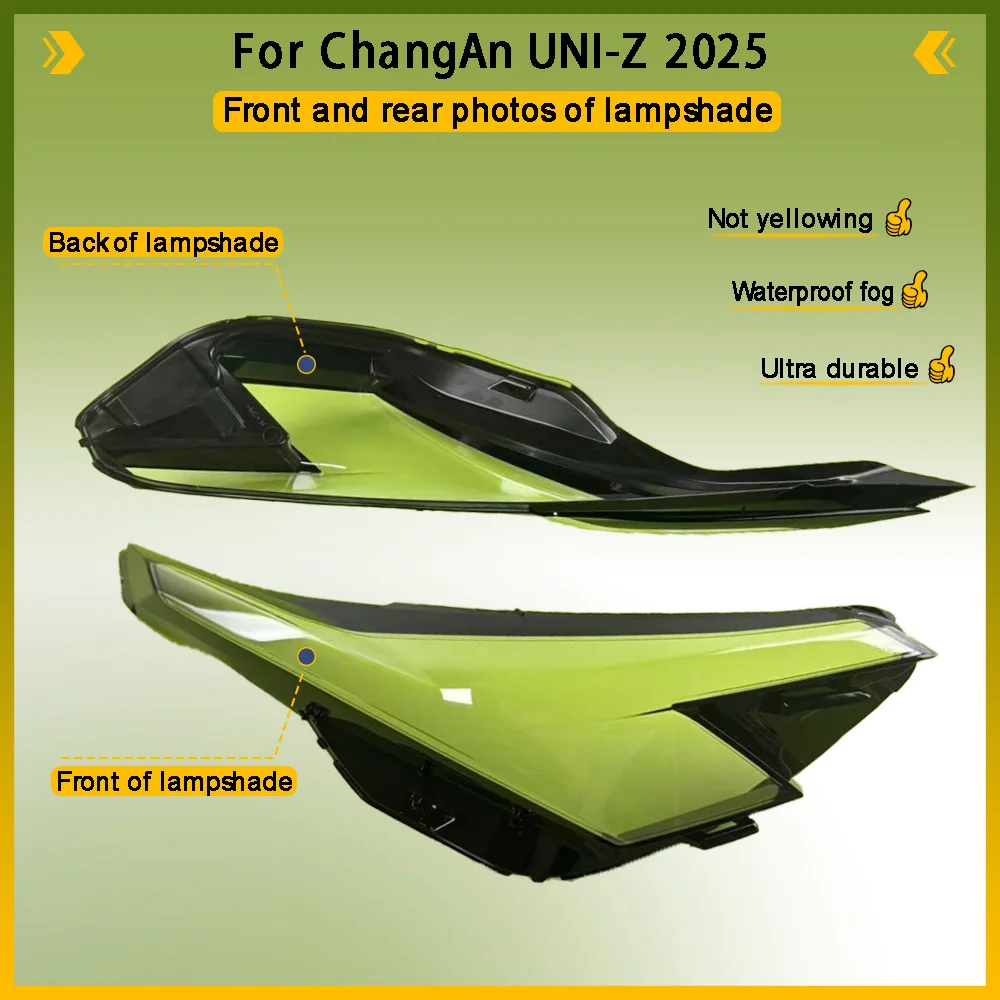 For ChangAn UNI-Z 2025 Car Front Headlight Lens Cover Clear Car Light Glass Shell Plexiglass Replace Original Auto Gadgets