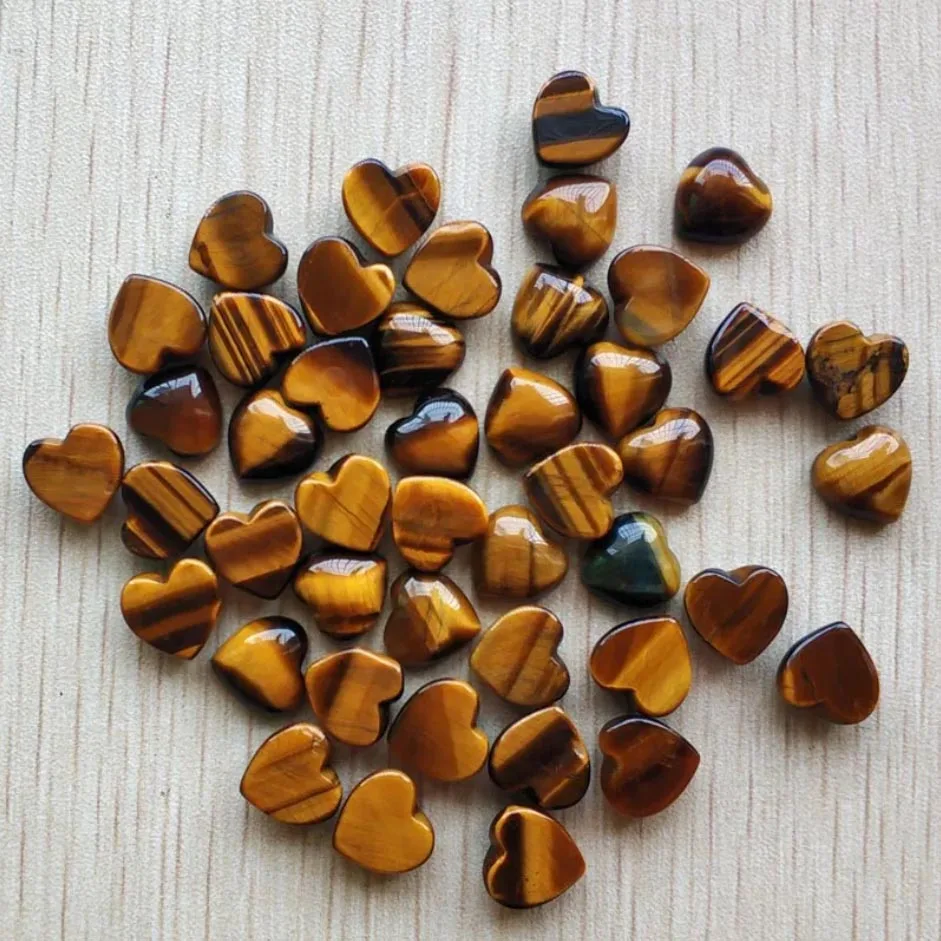 Fashion good quality Assorted natural stone mix heart shape cab cabochons beads for jewelry making 10mm wholesale 50pcs/lot free