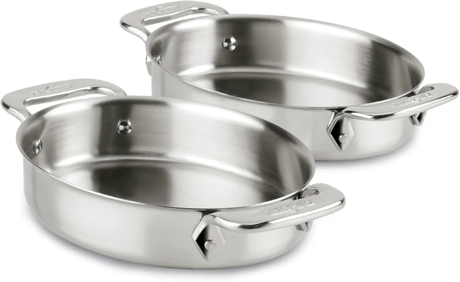 

Premium Stainless Steel Oval Bakeware Set 2 Piece Induction Ready Oven Safe