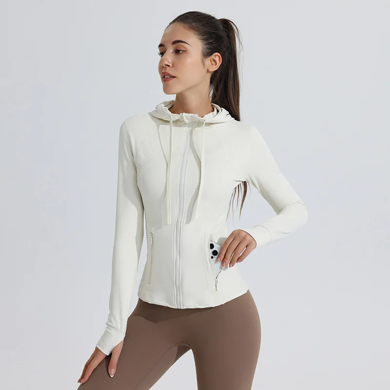 Yoga Clothes Long Sleeved Quick Drying Running Jacket Women's Morning Running Clothes Fitness Hooded Cardigan Autumn and Winter