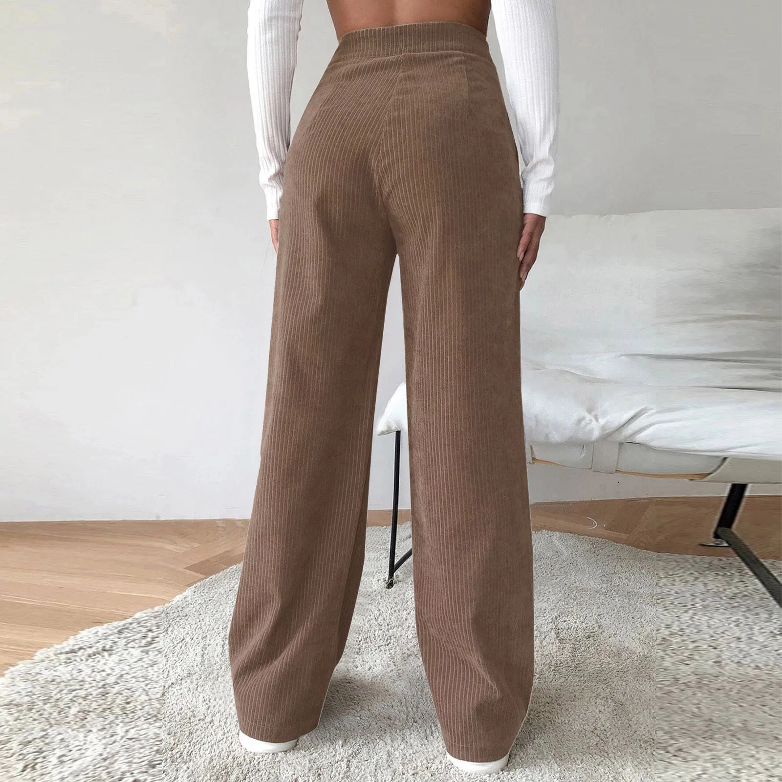 

High Waist Wide Leg Pants Women Straight Trousers Oversize Yellow Sweatpants Comfortable Ladies Office Bottom Wear Harajuku Pant