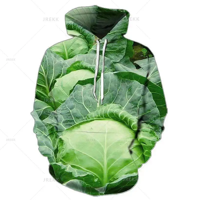 Sudadera con capucha para hombre y mujer, suéter con estampado 3D de vegetales verdes orgánicos, ropa y2k, Otoño e Invierno