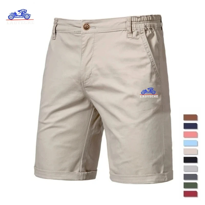 

Summer New Embroidered 100% Cotton Casual Shorts for Men Luxury Fashion Business Social Comfortable Elastic Waist Slim Fit Short