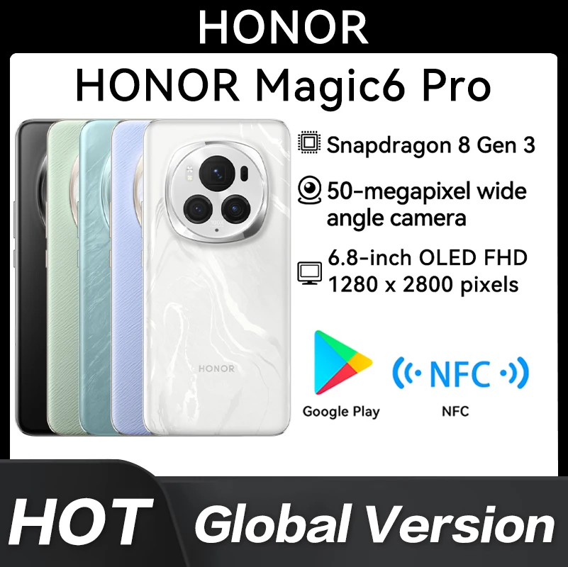 

Новый оригинальный Huawei Honor Magic 6 Pro BVL-AN16 Snapdragon 8 Gen 3 6,8 дюйма четырех изогнутый плавающий экран 180 МП