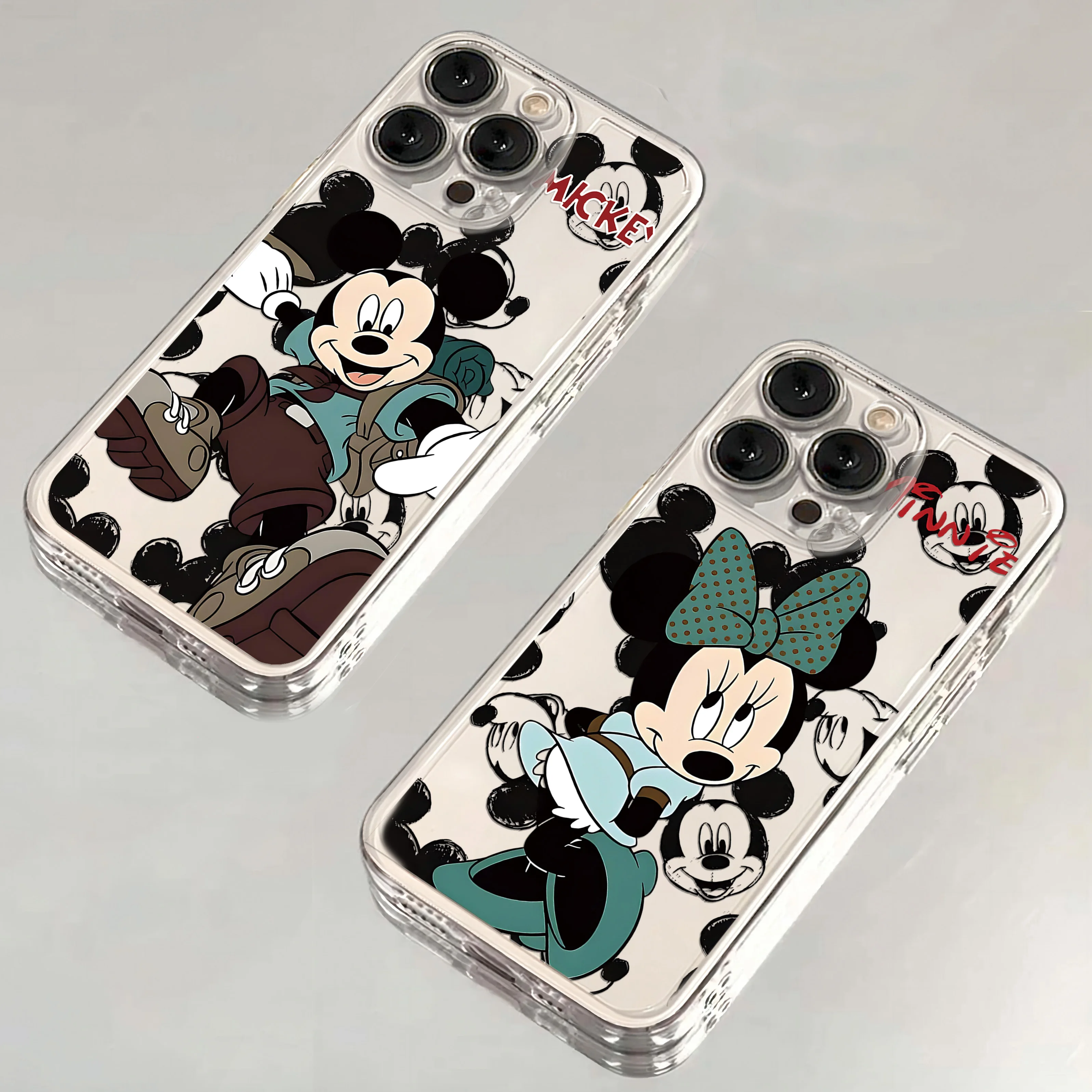 Cute Cartoon Mikey Minnie Phone Case For VIVO  Y75 Y03 Y36 Y100 Y17s Y76 Y22s Y16 Y50 Y21 Y20 V29 V23e V21e 5G Transparent Cover