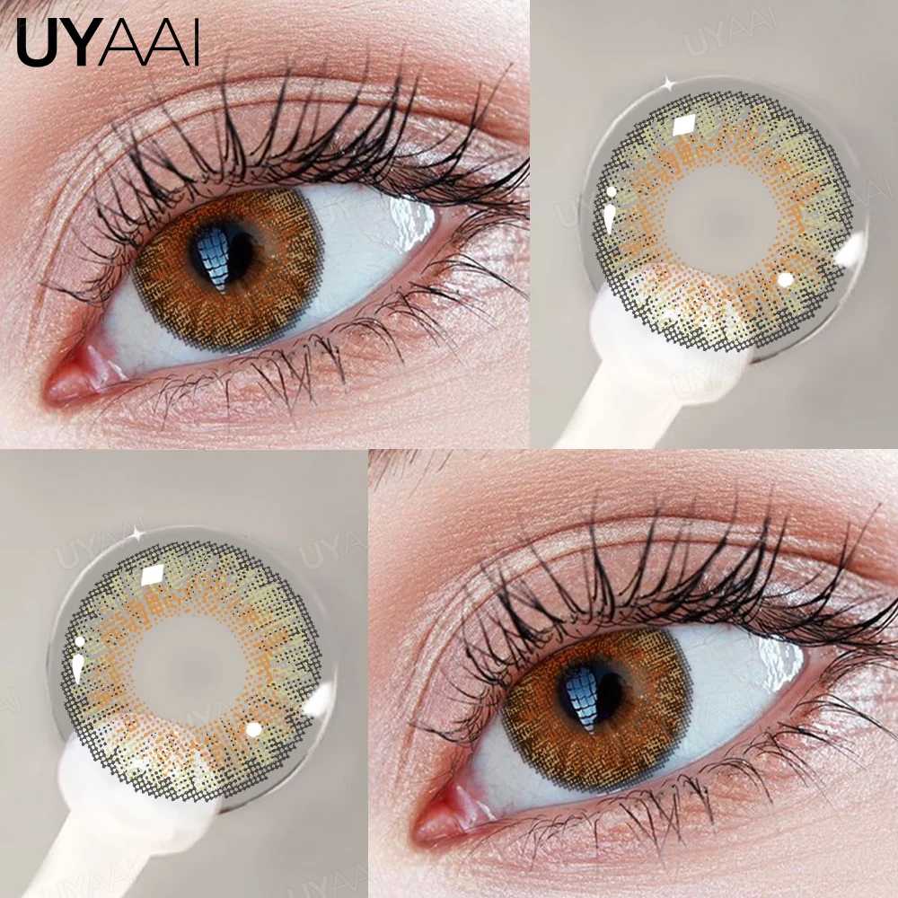 UYAAI Color Contact Lenses for Eyes 1 Pair High Quality Natural Contact Lenses Three Tone Series Gray Color Lens Eyes for Women