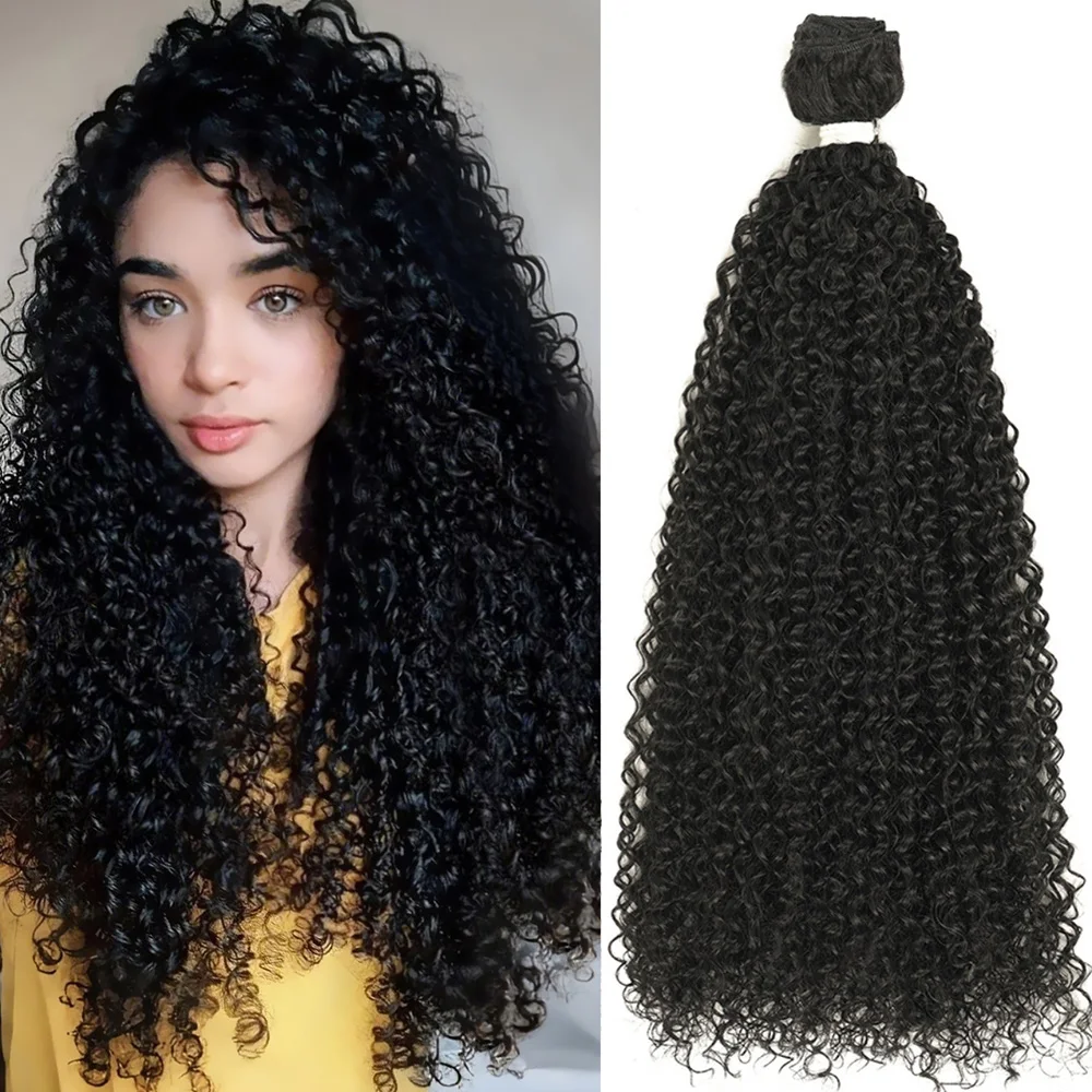 Long Synthetic Kinky Curly Hair Extensions Ombre Blonde Jerry Wave Bundles Heat Resistant 100Grams Fake Crochet Hair for Women
