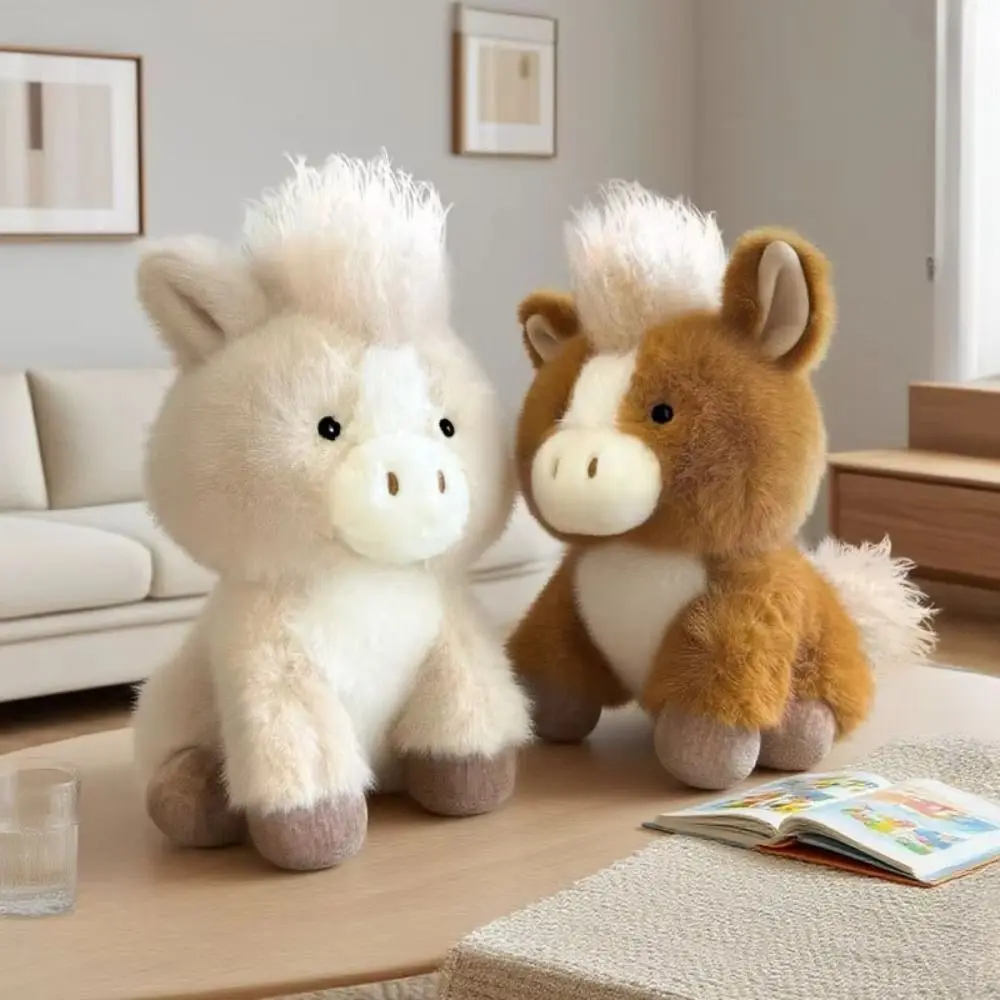 Jouet en peluche cheval debout en coton PP, poupée de poney en peluche douce et moelleuse, confortable et Portable, cheval en peluche à cheveux longs