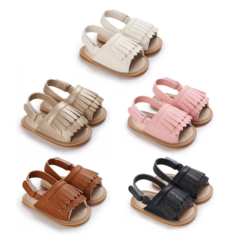 Fashion Baby First Walkers Sweet Solid Color Prewalker With Tassels PU Leather Non-slip Toddler  Walking Flat Shoes Girls Shoes