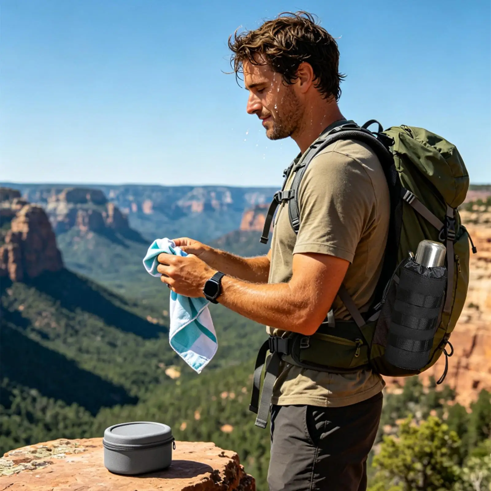 Water Bottle Backpack Attachment Large Capacity Drawstring Cup Sling With Carabiner Water Bottle Bag Holder For Mountaineering