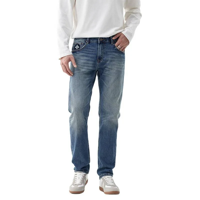 Jeans da uomo pesanti Autunno Inverno Nuovi pantaloni lunghi dritti elasticizzati Pantaloni affusolati retrò cool