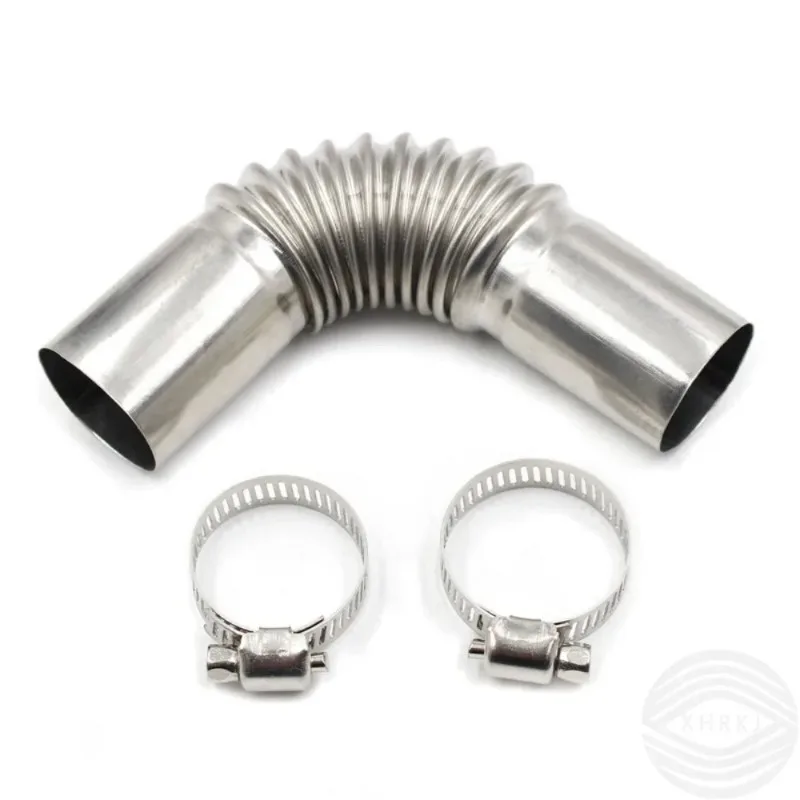 مع المشابك لسخان التوقف الهوائي Webasto، السيارة، القارب، منفذ RV لموصل أنبوب عادم الكوع من الفولاذ المقاوم للصدأ 24 مم #2