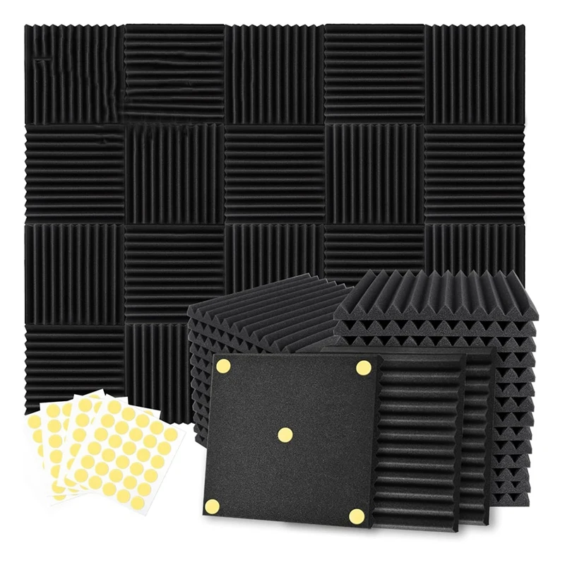 HFES Acoustic Foam Panels 1 X 12 X 12Inch Soundproofing Noise Cancelling Wedge Panels For Home Office Recoding Studio