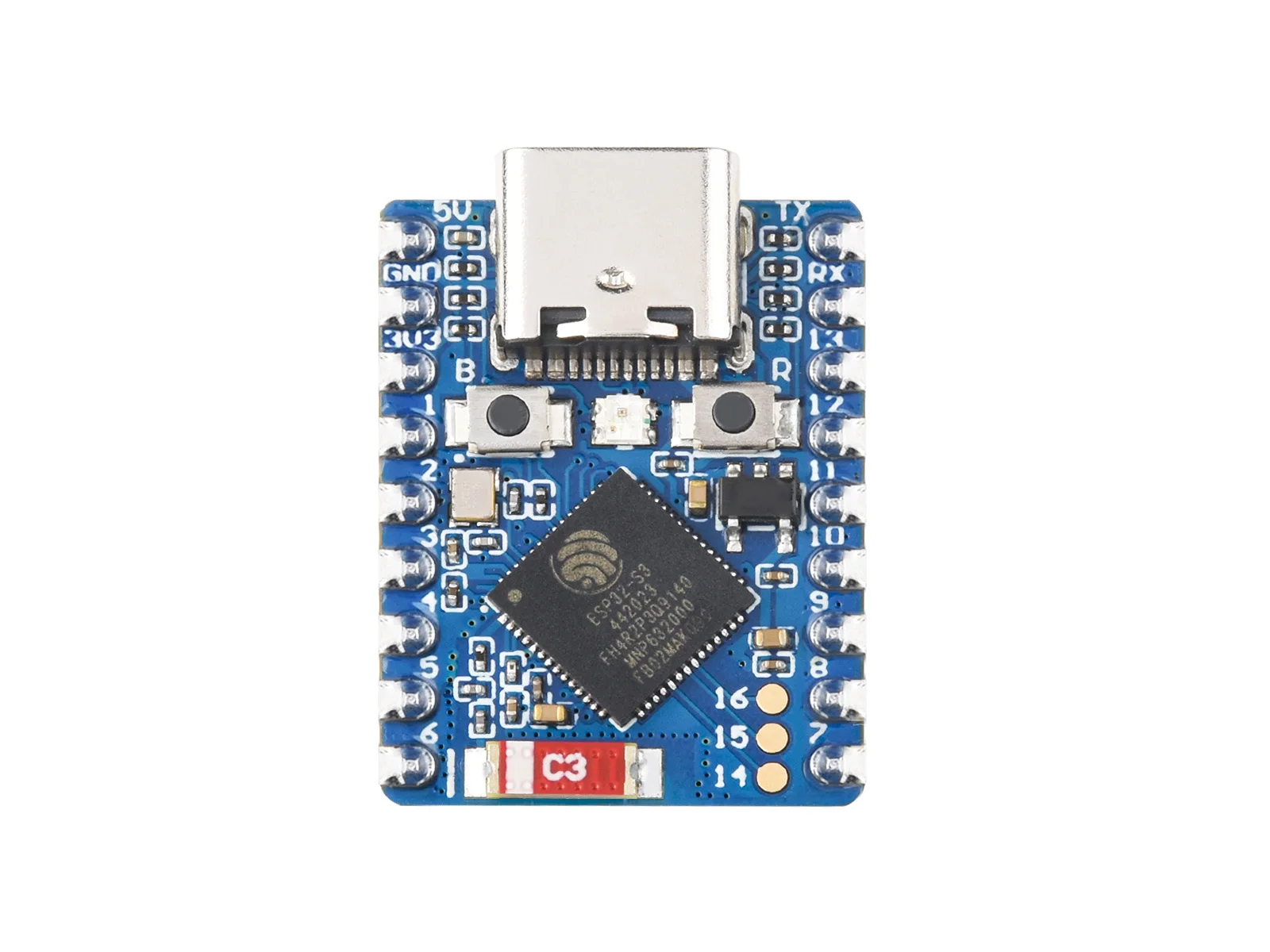 ESP32-S3 Mini Dev Board: 240MHz Dual-Core, WiFi/BT5, 4MB+2MB Chip-on-Chip, Pre-Soldered Pins, Castellated Holes!