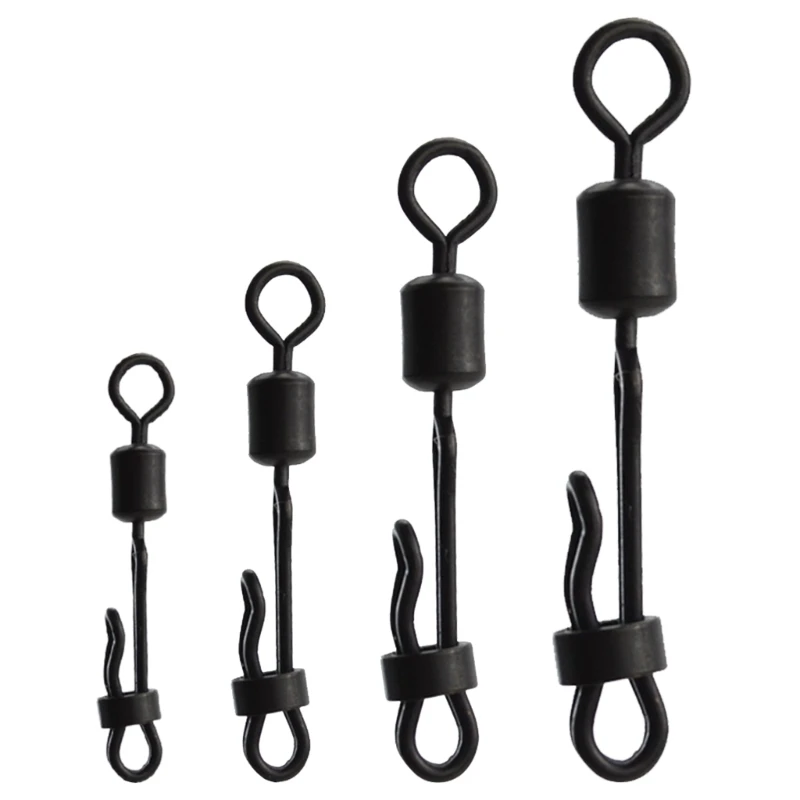 

20Pcs Carp Rolling Swivels with Clam Lock Carp Tippet Line Connector Rolling Rings Connector Terminals Tackle