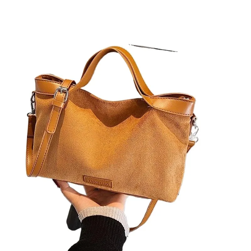 

Fashion Imitation Suede 2026 Matte Autumn and Winter Handbags New Versatile Commuter Large Capacity Shoulder Tote Messenger Bag