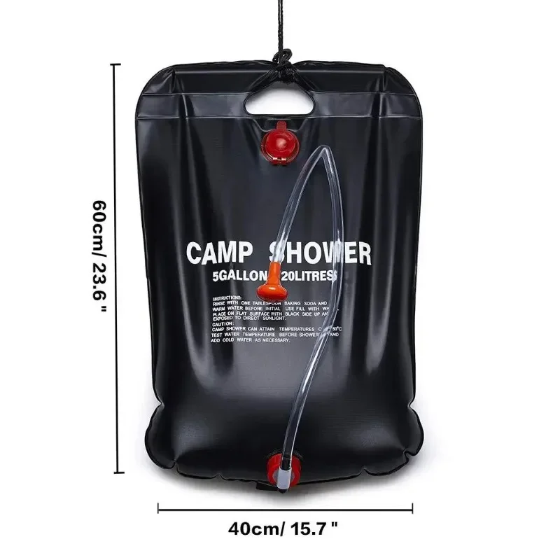 

20L Portable Shower Bag with Switch Hose and Plastic Head Large Capacity Water Storage for Camping Outdoor Hiking Picnic Washing