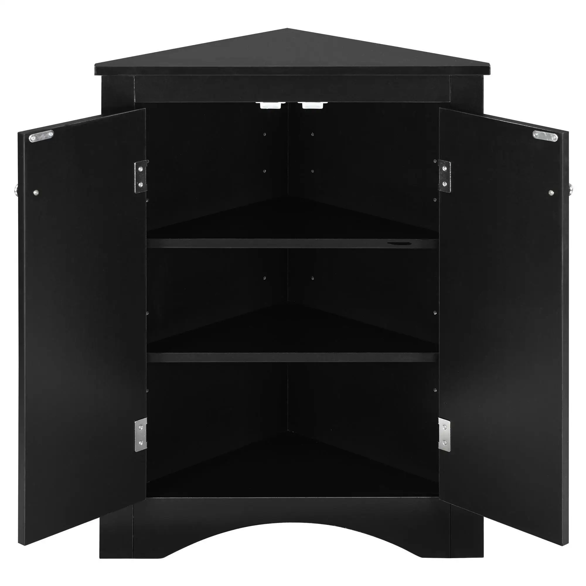 

Adjustable Black Triangle Bathroom Storage Cabinet, Freestanding Floor Organizer for home & Kitchen
