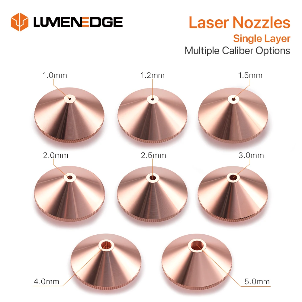 LUMENEDGE 10Pcs Laser Nozzles Single Layer Diameter 28 32mm Caliber 0.8-6.0mm Double-Layer Chromed 1064nm for Laser Cutting Head