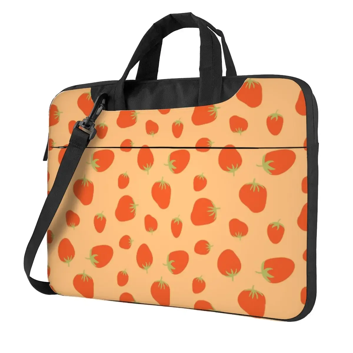 Strawberries In Orange Crossbody Laptop Bag Case Computer Bag 13 14 15.6 Inch Notebook Pouch for Macbook Pro Lenovo