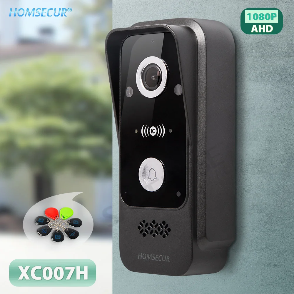 4 أسلاك IP65 HD كاميرا جرس الباب 13.56 ميجا هرتز الوصول إلى بطاقة IC 120 °   زاوية عرض لـ HOMSECUR 1080P Tuya WIFI جرس باب يتضمن شاشة عرض فيديو إنترفون