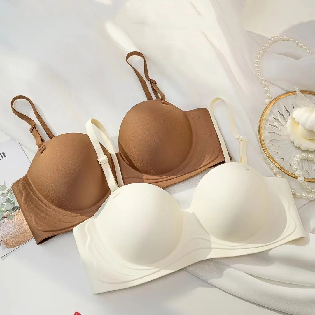 2 قطعة/المجموعة حمالات الصدر سلس للنساء الصدر الصغير 1/2 كوب الصدرية غير سلك الصدرية لامعة الملابس الداخلية مثير الملابس الداخلية الإناث العشير #2
