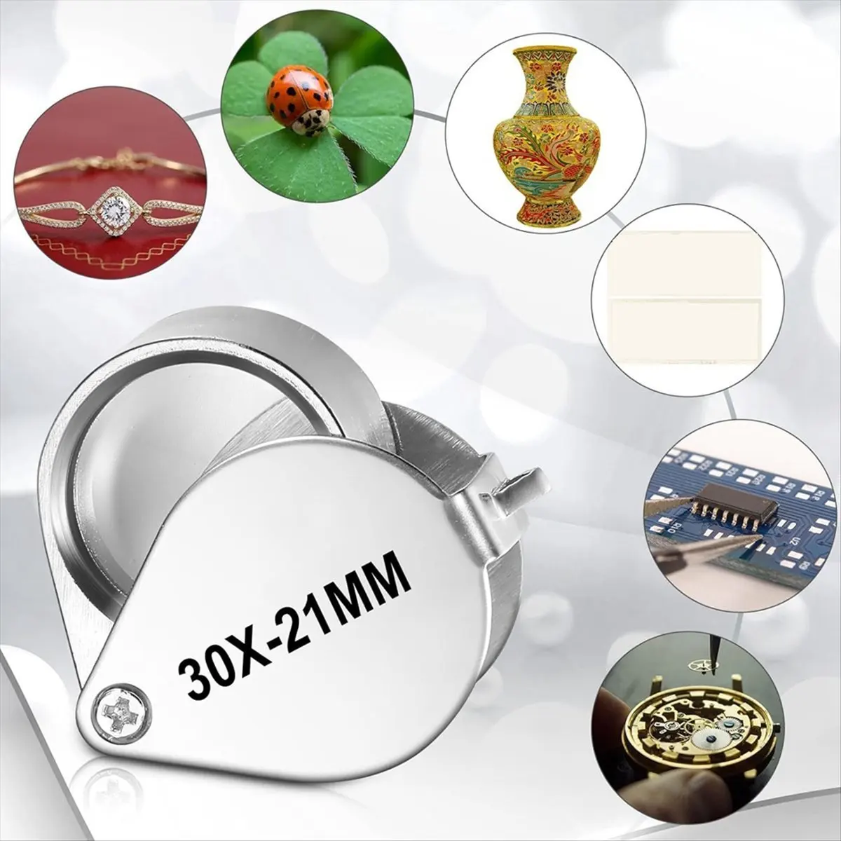 AA05 3 Pieces Jewelers Eye Loupe Set 10X, 20X and 30X Pocket Jewelry Loupe, Jewelers Eye Magnifying Glass Magnifier B