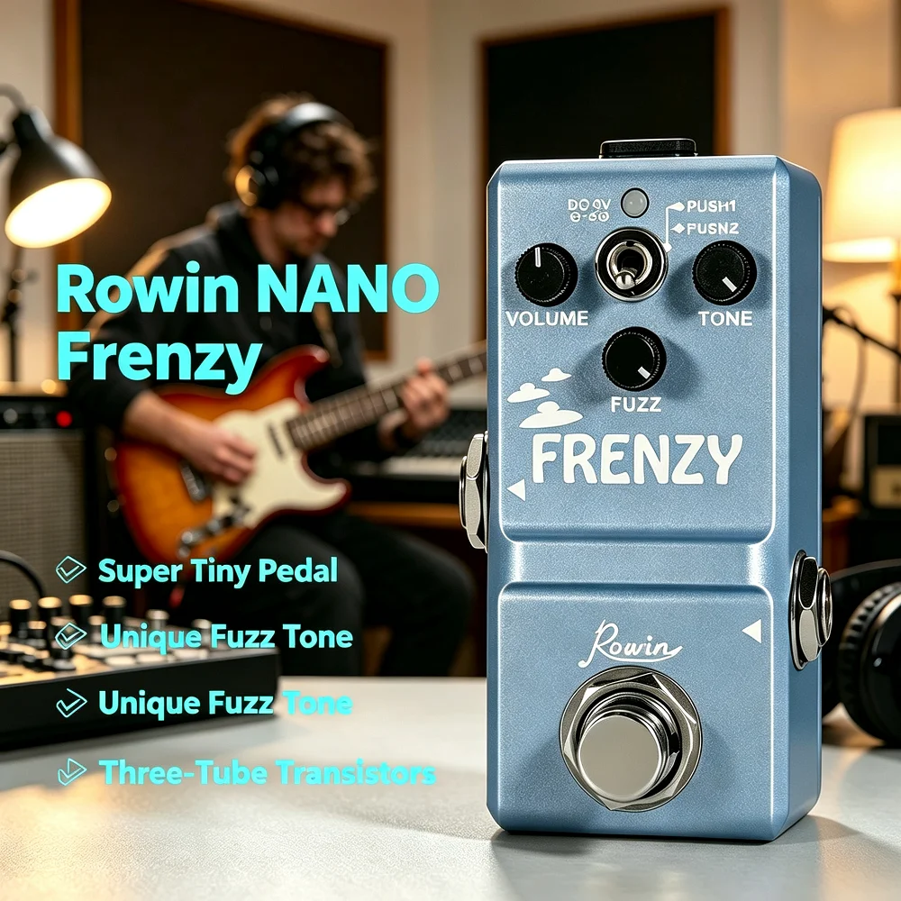 Rowin Super Tiny Pedal Fuzz Classic FRENZY Electric Guitar Pedal Fuzzy Volume Nano Ghost fuzz Mini Full Metal Shell 2 Modes