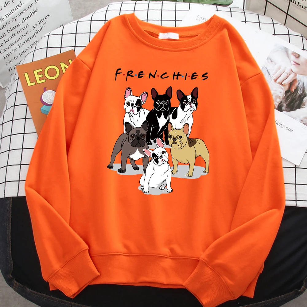 Fashion Street Women Pullover Frenchies Dachshund Pug Print Hoodie Comfortable Fleece Sweatshirt Loose Warm Female Sportswears