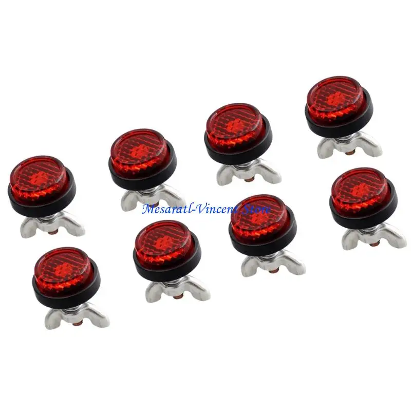 A70F Motorcycle License Plate Reflective Mounting Bolts 4/8Pcs Set Corrosion Resistant Fasteners Secure Red Reflector