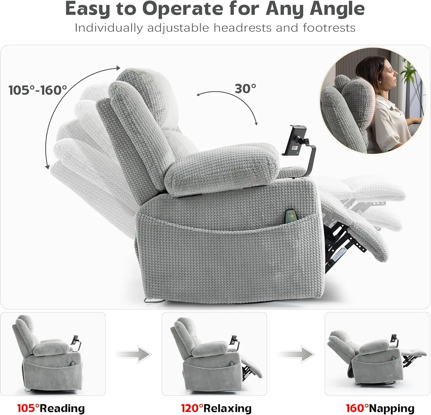 [New Arrival!]Dual Motor Power Oversized Swivel Rocker Recliner Chair with Adjustable Headrest for Adults, Glider Rocking Chairs