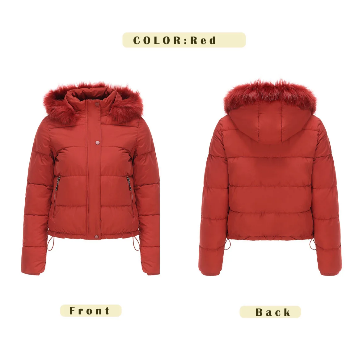 YJKDYK 2024 Winter Women's Jacket Thicken Warm Short Cotton Jacket With Detachable Cap Fleece Pure Color Women's Padded Jacket