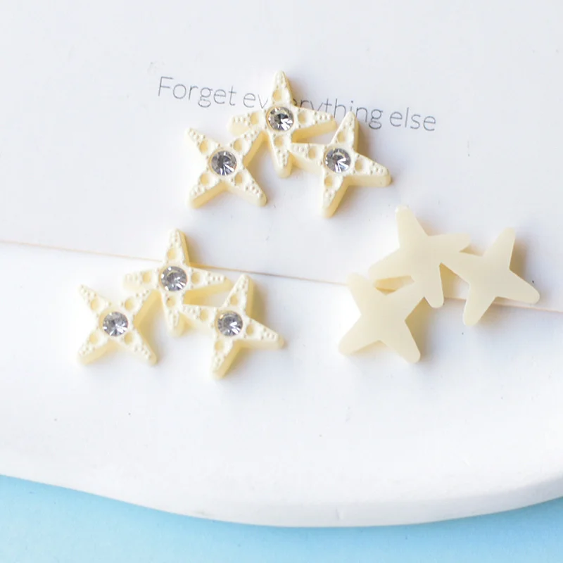 WFFNNKC 10Pcs Kawaii Rhinestone Star Flatback Resin DIY Wedding Scrapbooking Accessories Fashion Hairpin Jewelry Brooch Decorate