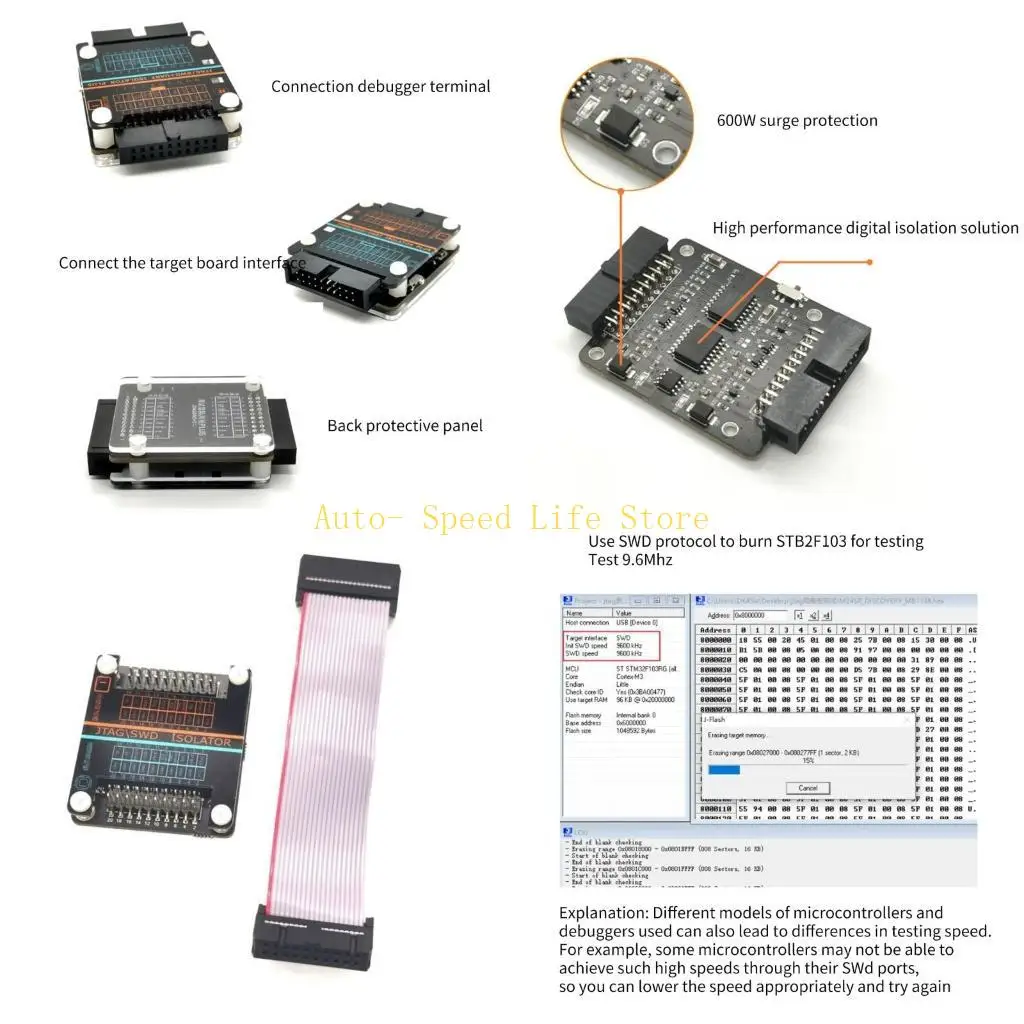 

02DA Высокое напряжение JTAG SWD изолятор для защиты компьютерных устройств во время отладки для защиты отладчика