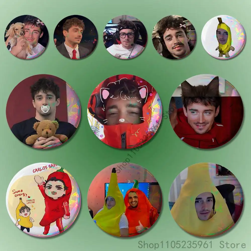 

C-Charles L-Leclerc Badges 25 32 44 58 75 mm Round Cosplay Pin Fans Collect Friends Gifts Brooch Souvenir Custom