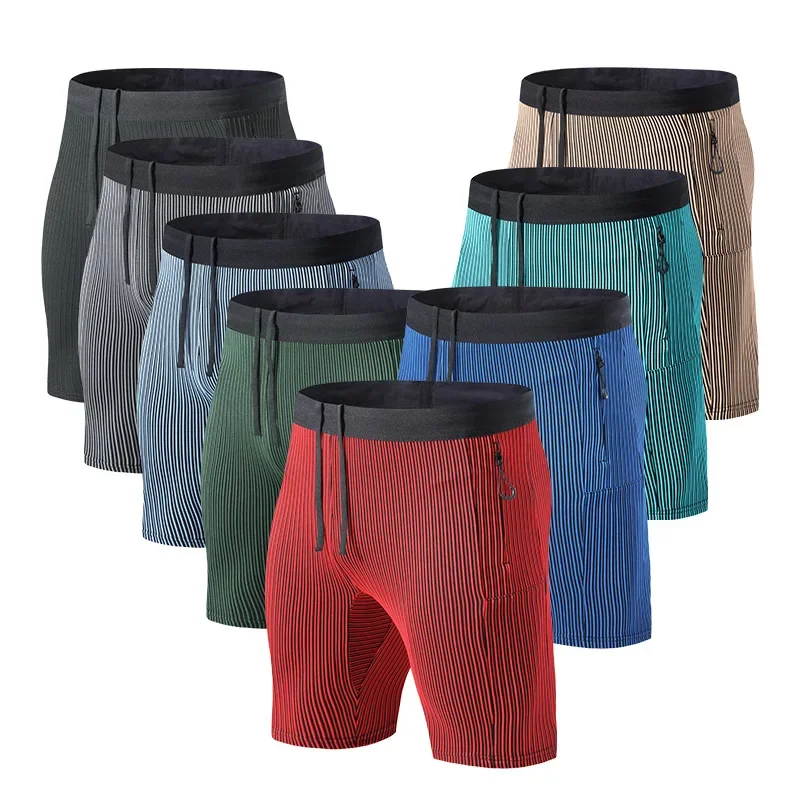 Compression Shorts Men Sporty Shorts with Pockets Fitness Training Sportswear Gym Workout Tights
