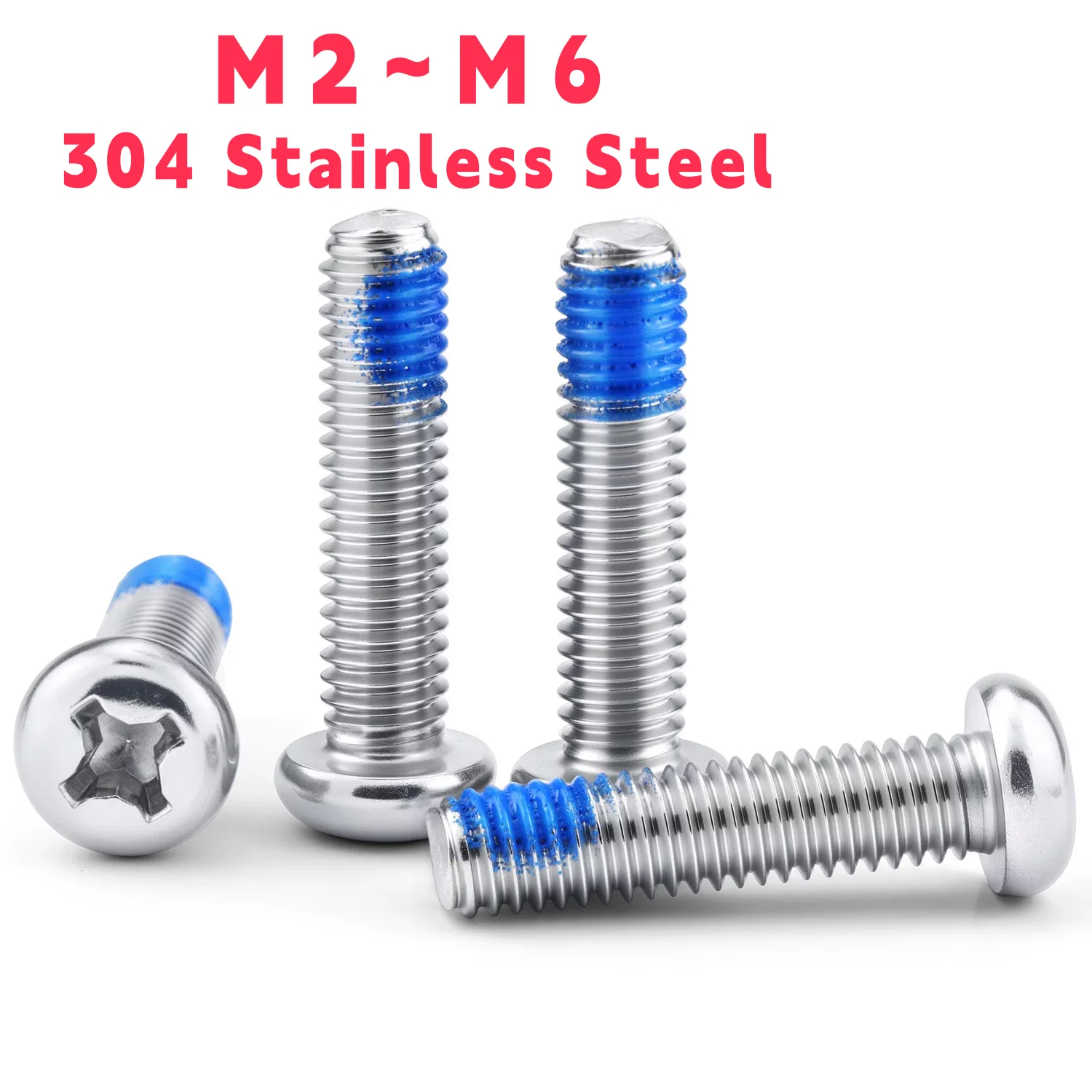 304 Stainless Steel dispensing bolts M2  M2.5  M3  M4  M5  M6 round head cross recessed machine screws pan head screw