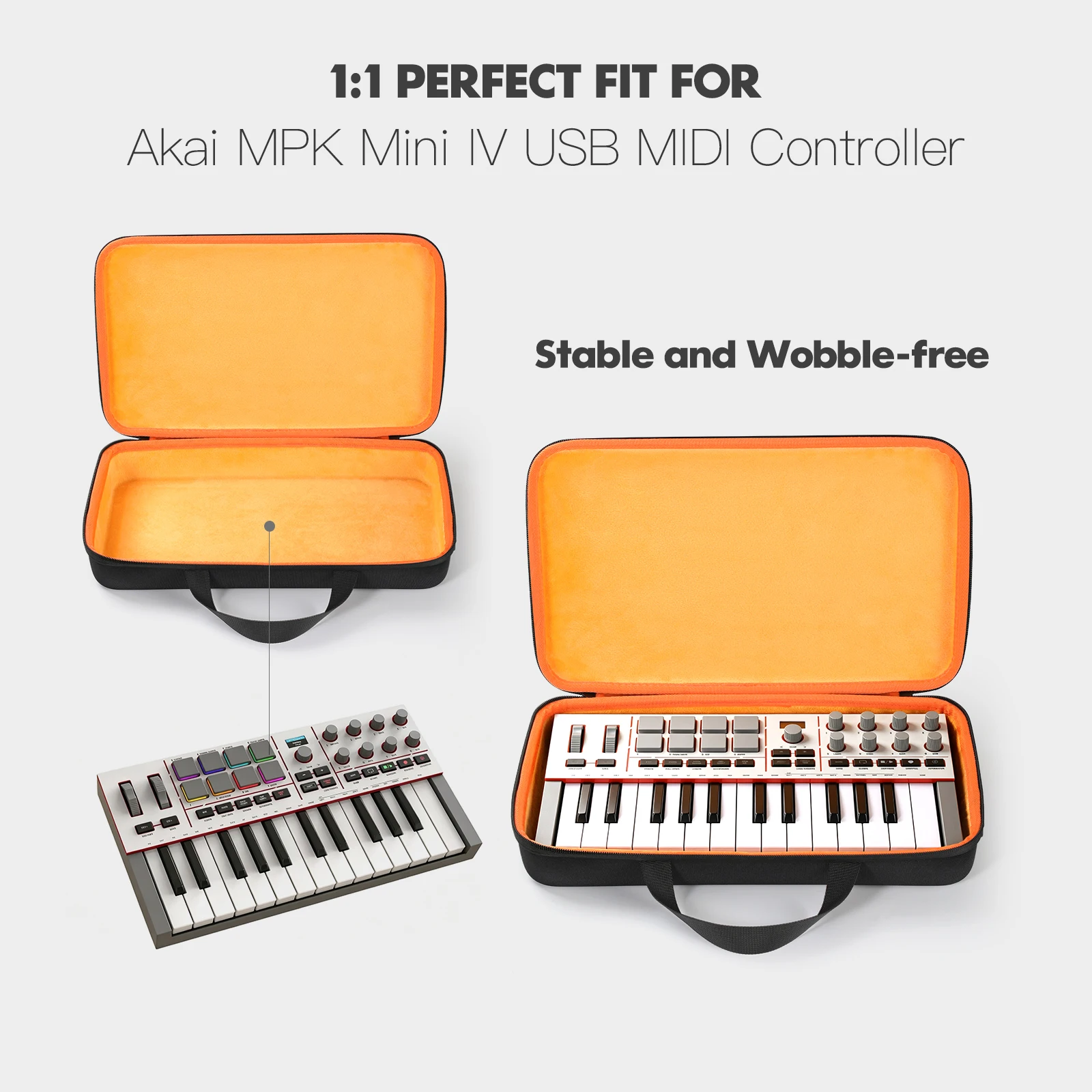EVA Carrying Case for Akai MPK Mini 4 MIDI Keyboard Controller Organizer Bag Portable Storage Bags Outdoor Travel Carry Cases view 4
