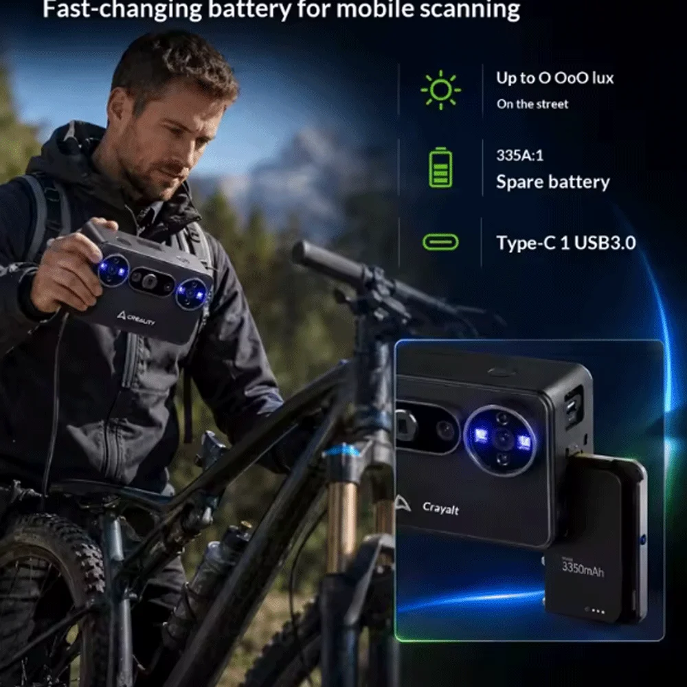 Creality PIKA 3D Scanner 7 Blue Laser Lines/NIR Light 0.03mm Precision Wifi 6 Built-in 8-core 2.0GHz Processor AI Texture Repair