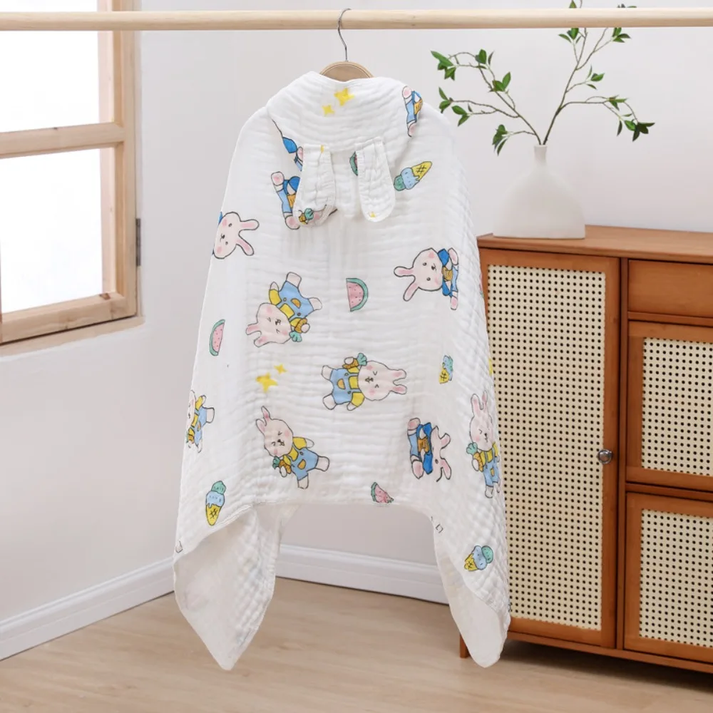 

Night-robe Cotton Hooded Cape Towels Cute Bear Cartoon Blanket Wrap Rabbit Gauze Sleepwear Bathrobe Baby