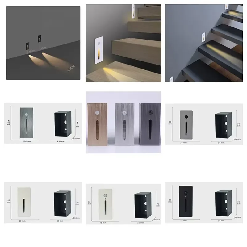 Modern Style Smart Indoor 3W LED Step Light Square Stair-Step Recessed Lighting with Aluminum Body IP44 ROHS Certified for