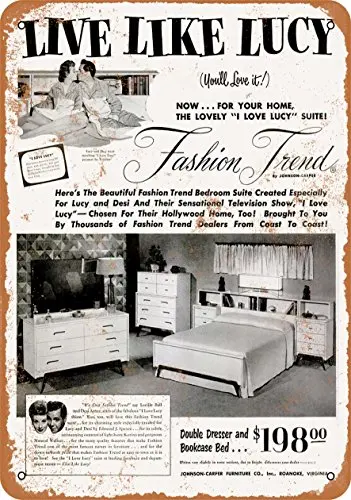 1P,7 x 10 Metal Sign - 1953 Lucille Ball Bedroom Set - Vintage Look