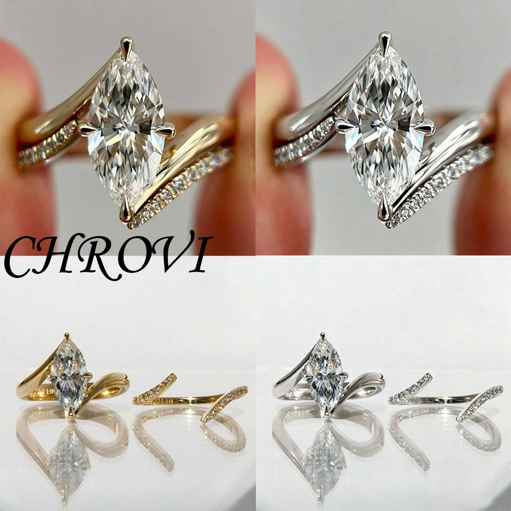 Exquisite 925 sterling silver unique two-die large marquise-cut diamond ring for women, a fashionable finger ring.