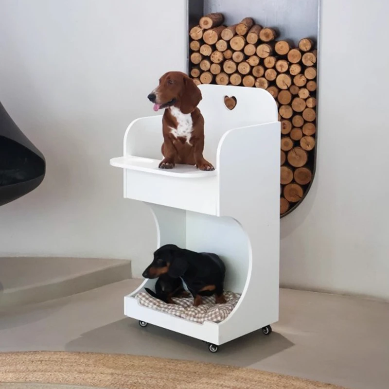 ペット用ダイニングカー 猫と犬用 移動式ダイニングテーブル 椅子 ダブルペット家具