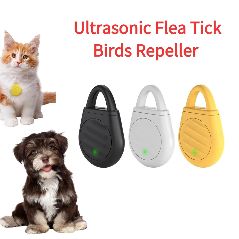 Ultrasonic Electronic Flea Tick Birds Repeller Rechargeable Mosquito Control Device with Indicator Light for Cats Dogs Outdoor