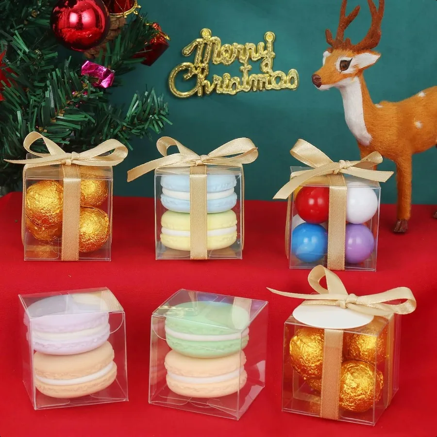 60 Pcs Clear Boxes for Favors 3x3x3 Inches Clear Gift Boxes PET Material Party Favor Boxes Plastic Small Gift Boxes with Lids C
