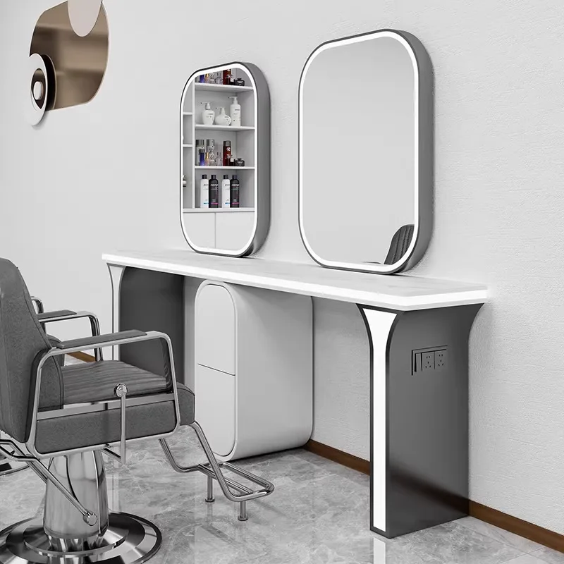 

Elegant LED Salon Mirror Station, New Arrival, Multi-Functional Hairdressing Styling Stations