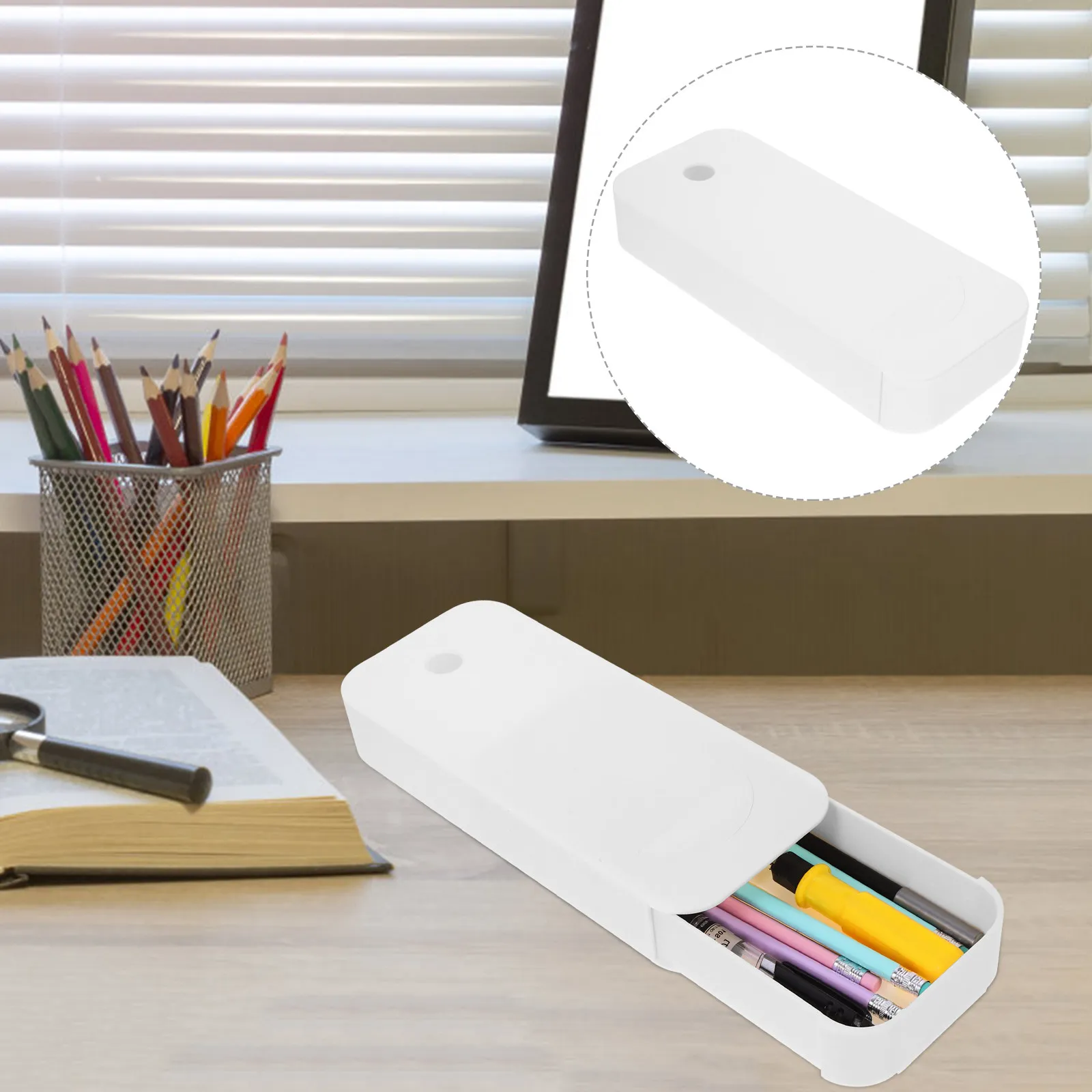 Hidden Drawer Desk Organizer Large ABS Under Table Storage Box Pen Pencil Stationery Holder for Office Home Study