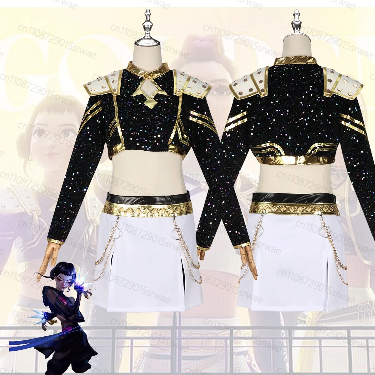 

Adults Kpop Demon Hunters Zoey Cosplay Costume Black Golden set Girl idol role-playing costume Gothic Uniform Stage Clothing